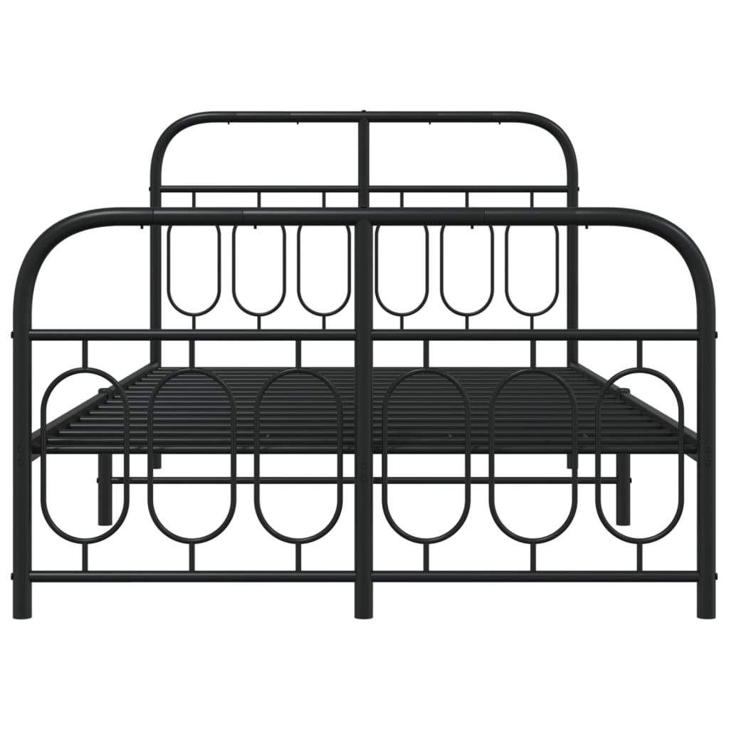 vidaXL Metal Bed Frame without Mattress with Footboard Black 120x200cm