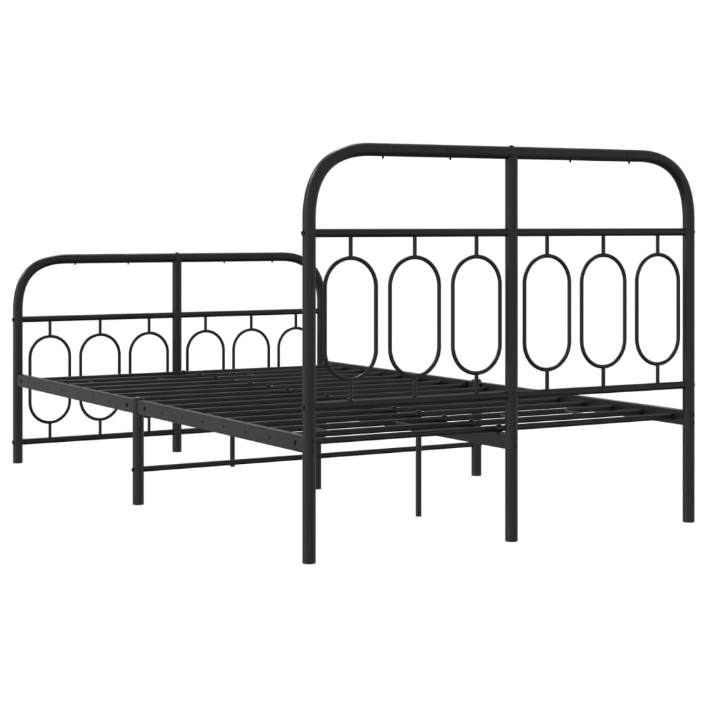 vidaXL Metal Bed Frame without Mattress with Footboard Black 120x200cm