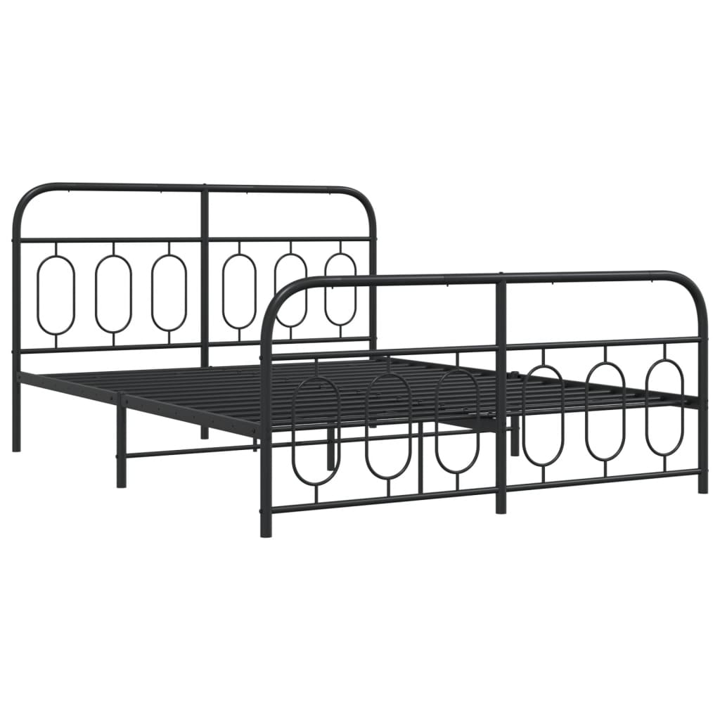 vidaXL Metal Bed Frame without Mattress with Footboard Black 140x190cm