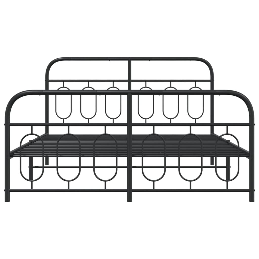 vidaXL Metal Bed Frame without Mattress with Footboard Black 140x190cm