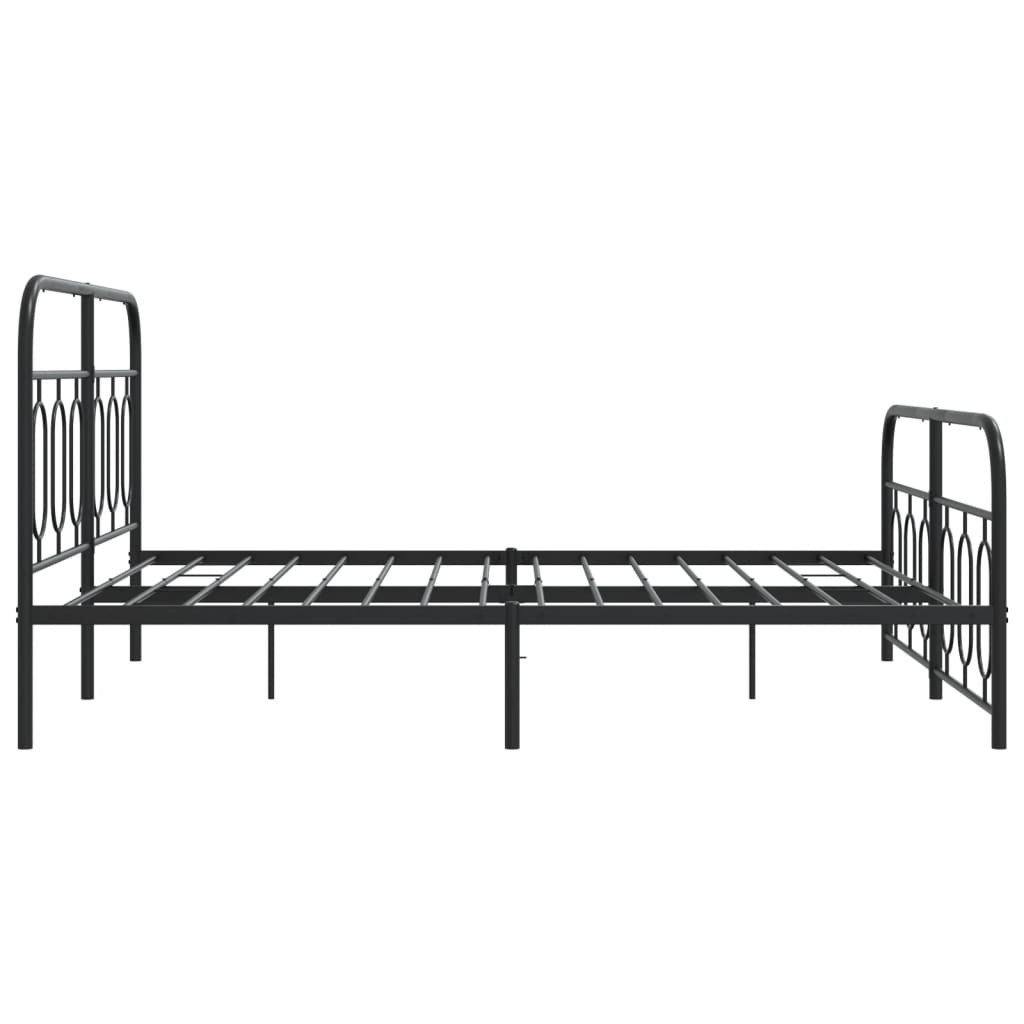 vidaXL Metal Bed Frame without Mattress with Footboard Black 140x190cm