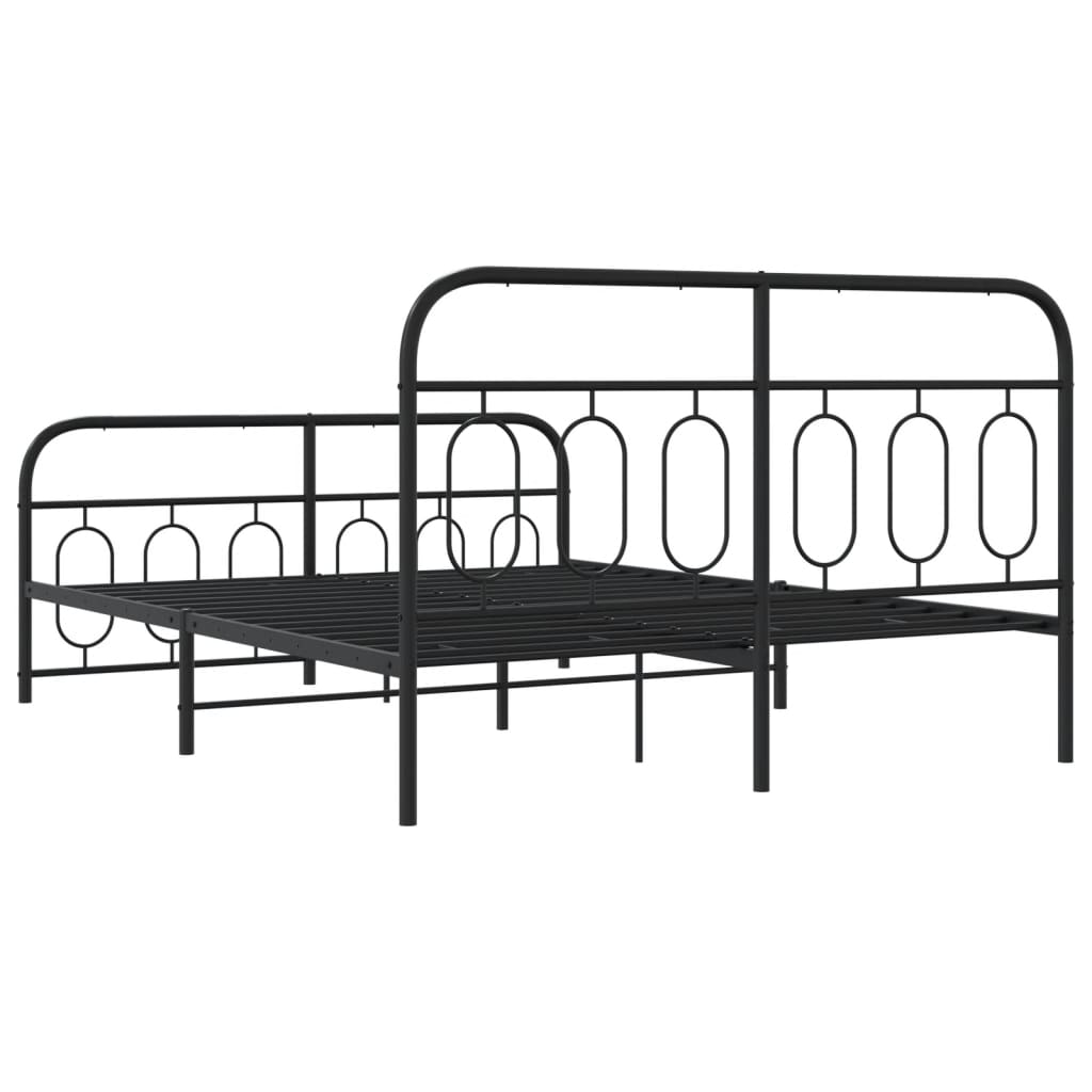 vidaXL Metal Bed Frame without Mattress with Footboard Black 140x190cm