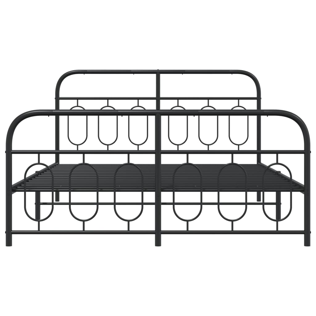 vidaXL Metal Bed Frame without Mattress with Footboard Black 140x200cm