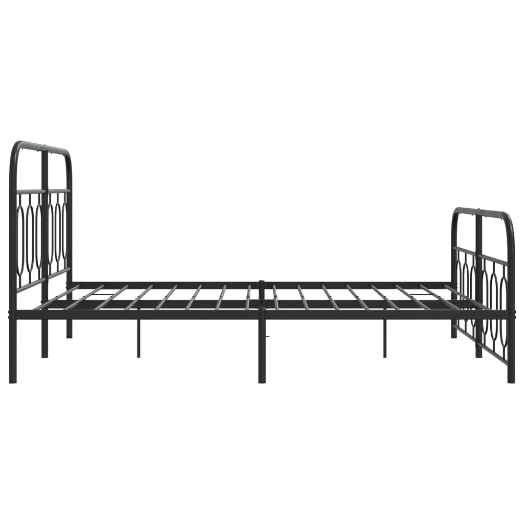 vidaXL Metal Bed Frame without Mattress with Footboard Black 140x200cm