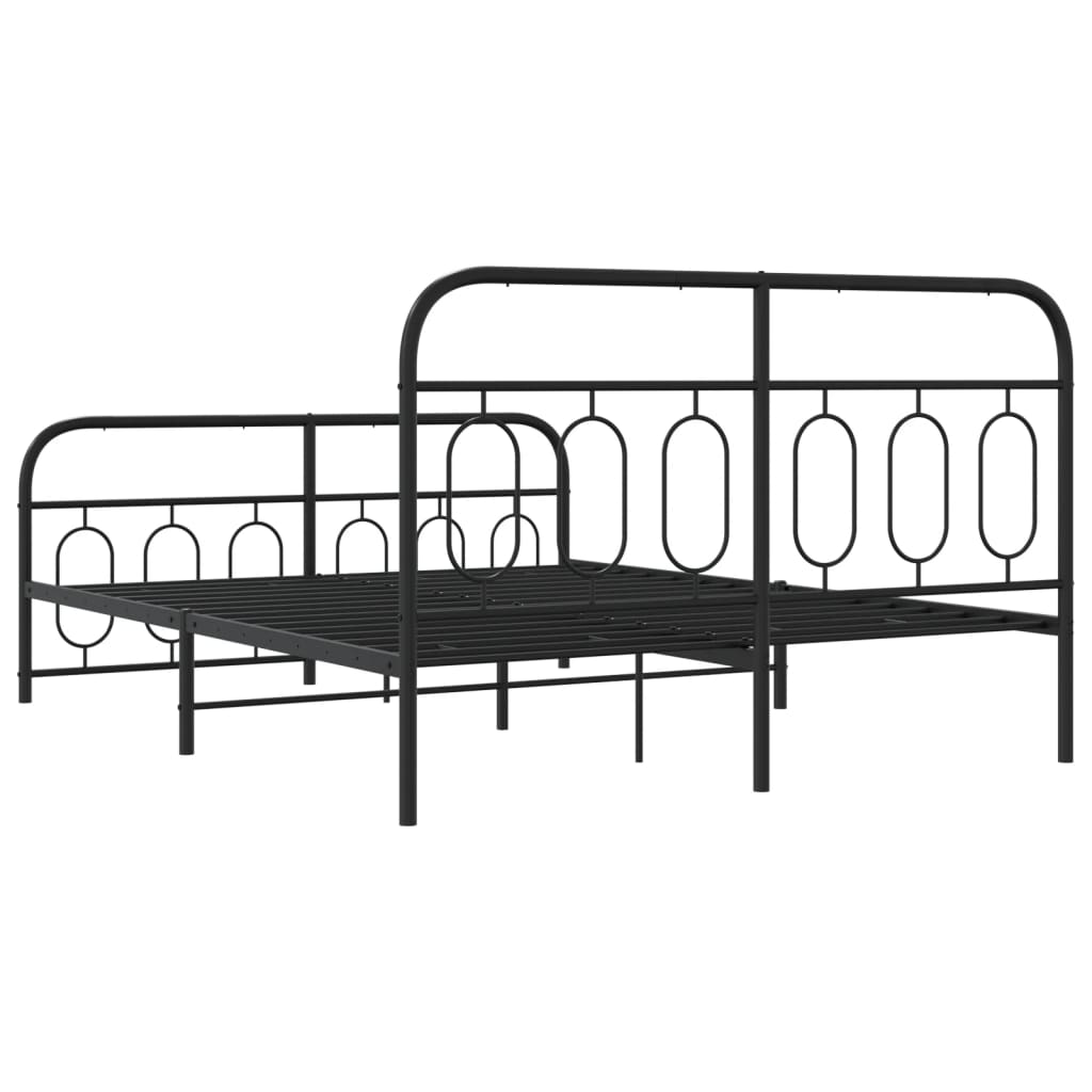 vidaXL Metal Bed Frame without Mattress with Footboard Black 140x200cm