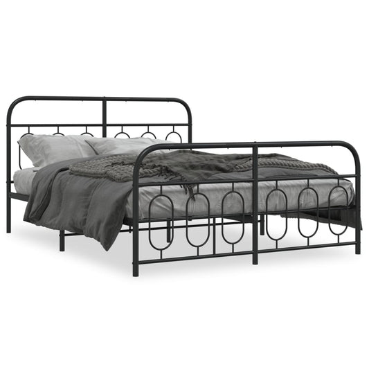 vidaXL Metal Bed Frame without Mattress with Footboard Black 140x200cm