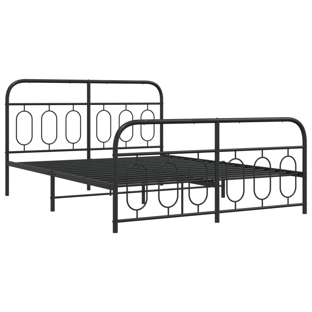 vidaXL Metal Bed Frame without Mattress with Footboard Black 150x200cm