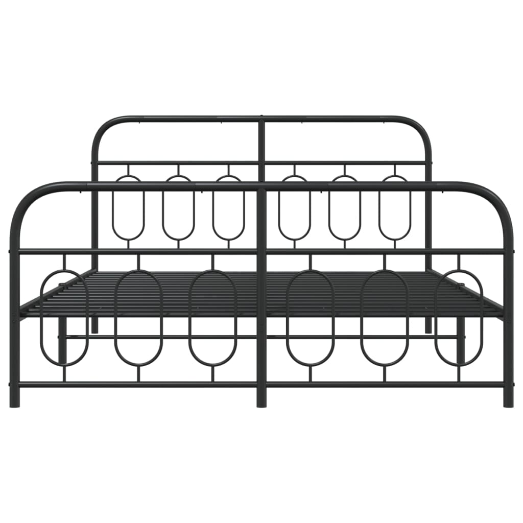 vidaXL Metal Bed Frame without Mattress with Footboard Black 150x200cm