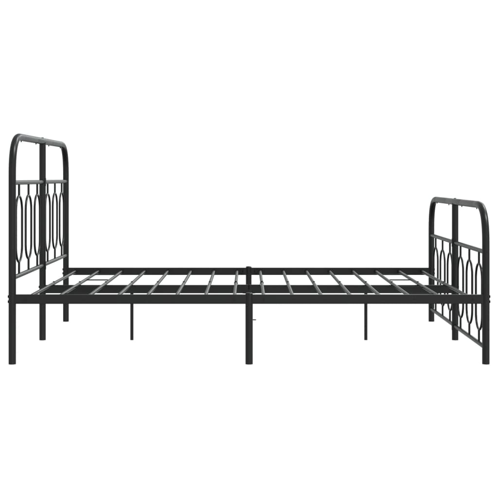 vidaXL Metal Bed Frame without Mattress with Footboard Black 150x200cm