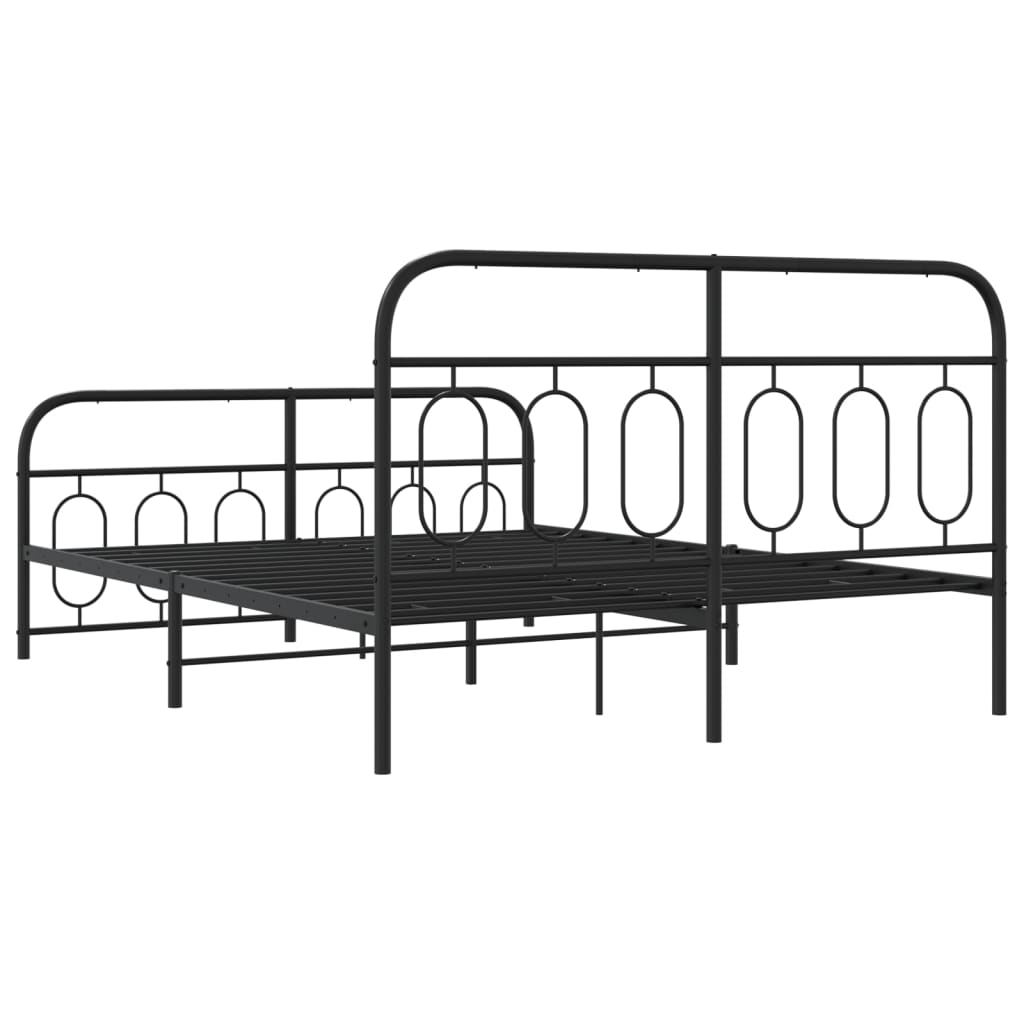 vidaXL Metal Bed Frame without Mattress with Footboard Black 150x200cm