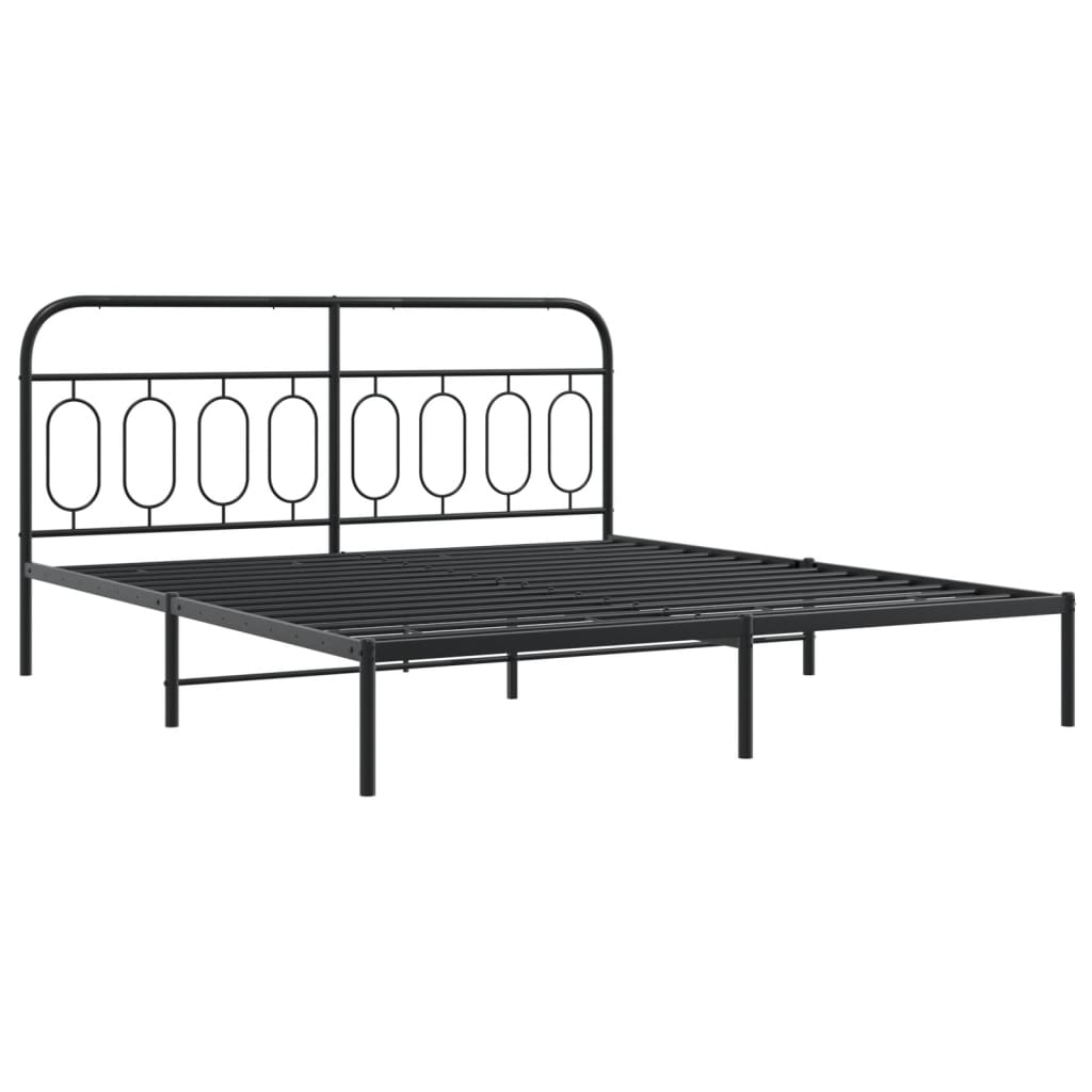 vidaXL Metal Bed Frame without Mattress with Footboard Black 160x200cm