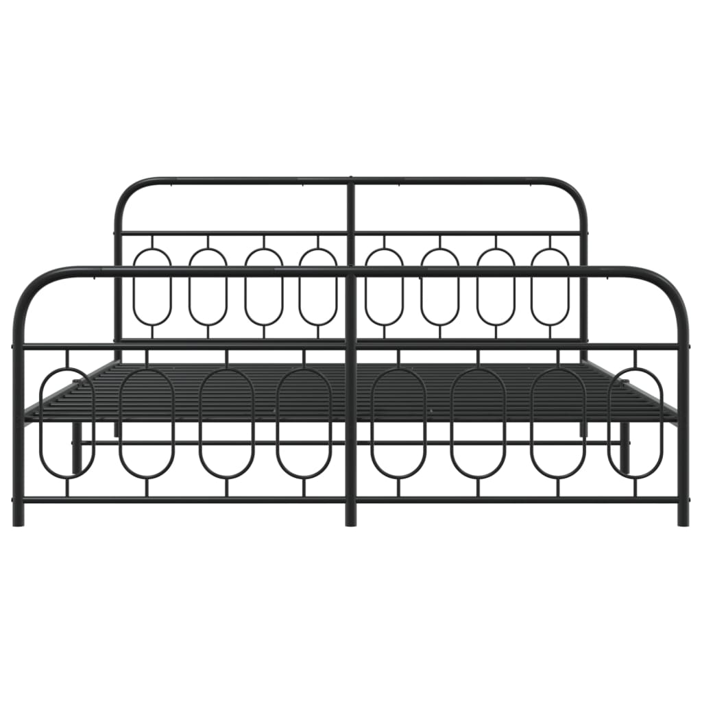 vidaXL Metal Bed Frame without Mattress with Footboard Black 160x200cm