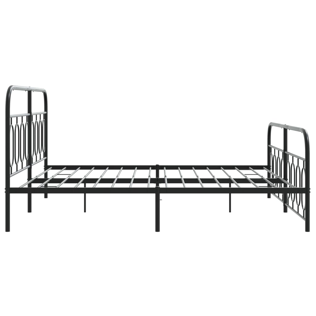 vidaXL Metal Bed Frame without Mattress with Footboard Black 160x200cm