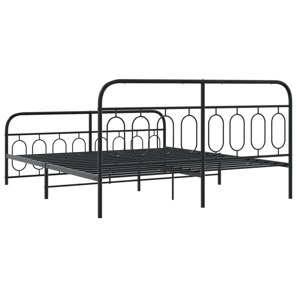 vidaXL Metal Bed Frame without Mattress with Footboard Black 160x200cm