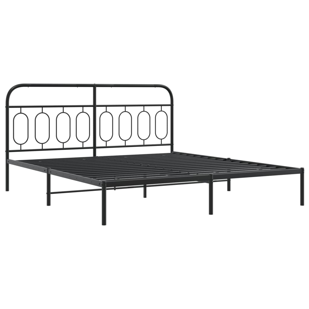 vidaXL Metal Bed Frame without Mattress with Footboard Black 180x200cm