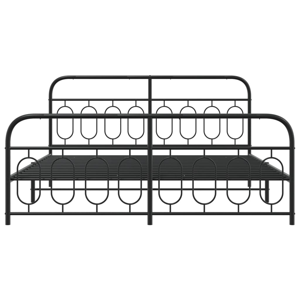 vidaXL Metal Bed Frame without Mattress with Footboard Black 180x200cm