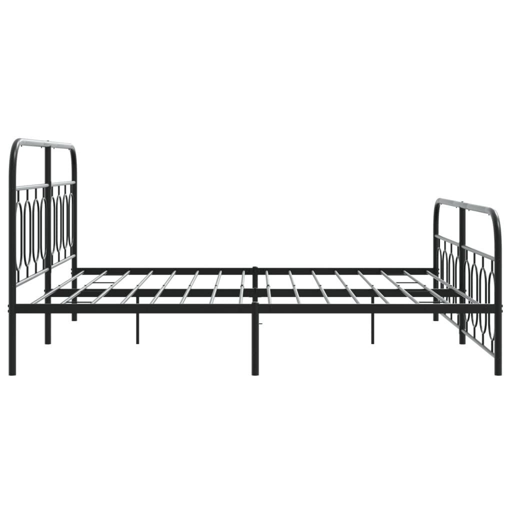 vidaXL Metal Bed Frame without Mattress with Footboard Black 180x200cm