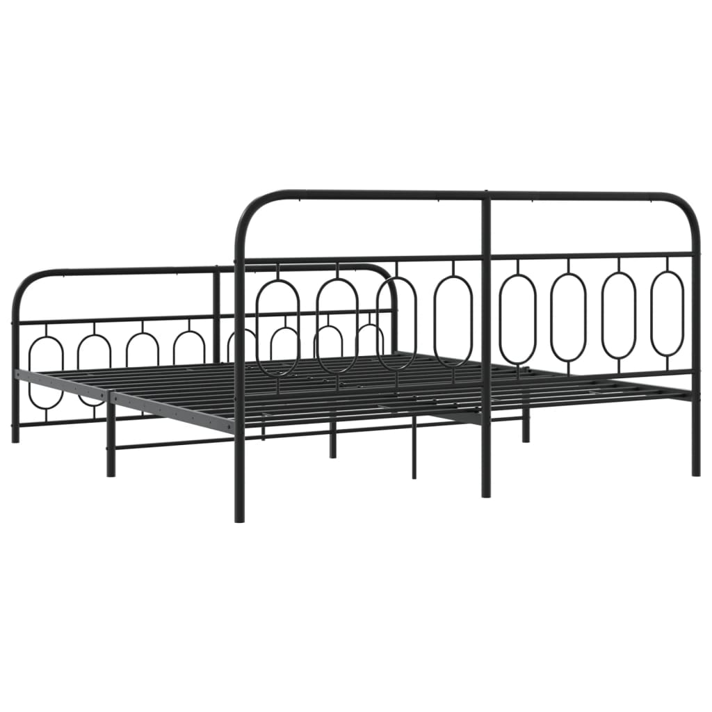 vidaXL Metal Bed Frame without Mattress with Footboard Black 180x200cm