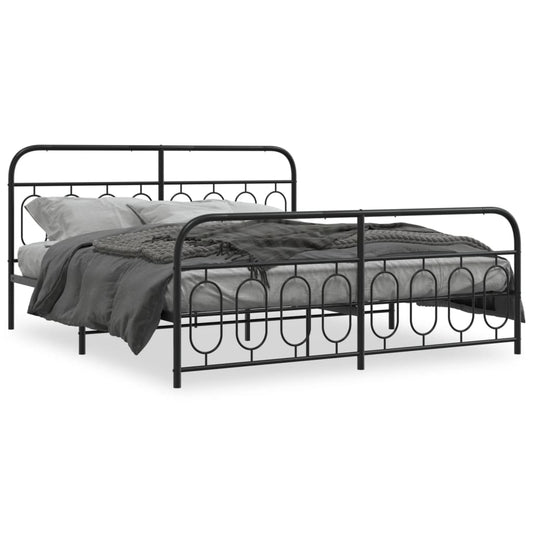 vidaXL Metal Bed Frame without Mattress with Footboard Black 183x213cm