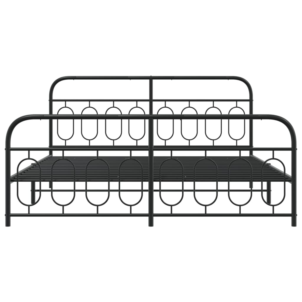 vidaXL Metal Bed Frame without Mattress with Footboard Black 193x203cm