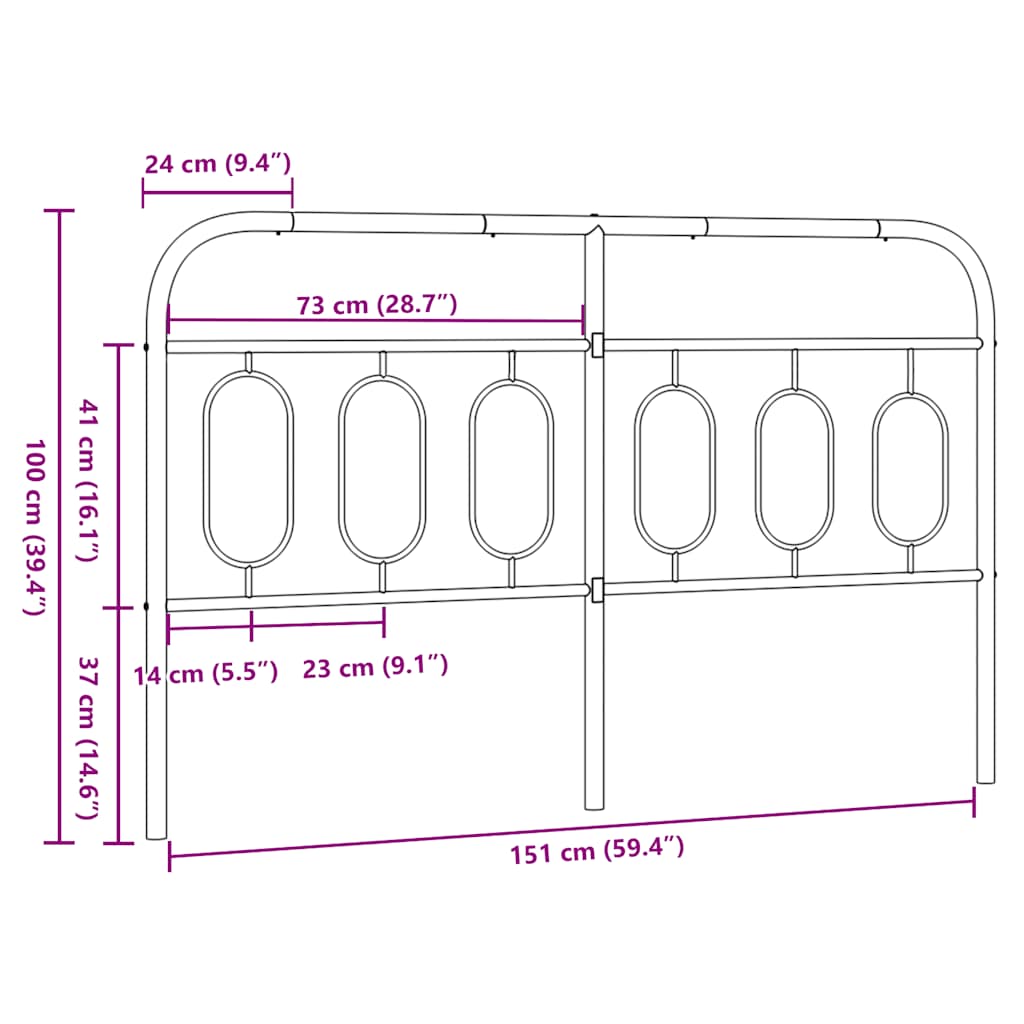 Metal Replace Headboard Black 150 cm