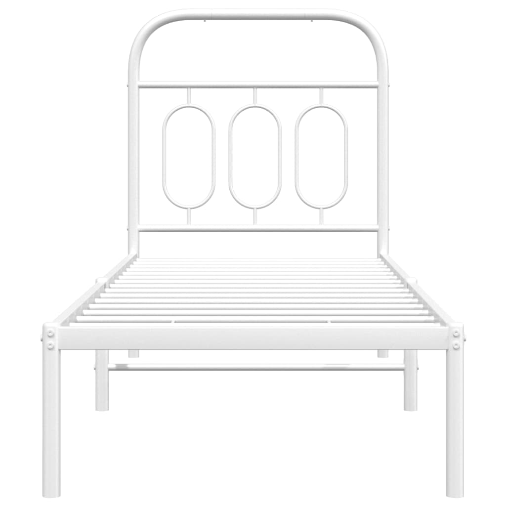 vidaXL Metal Bed Frame without Mattress with Headboard White 75x190cm