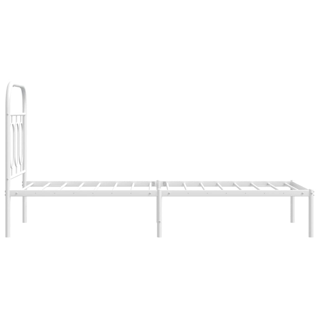 vidaXL Metal Bed Frame without Mattress with Headboard White 75x190cm