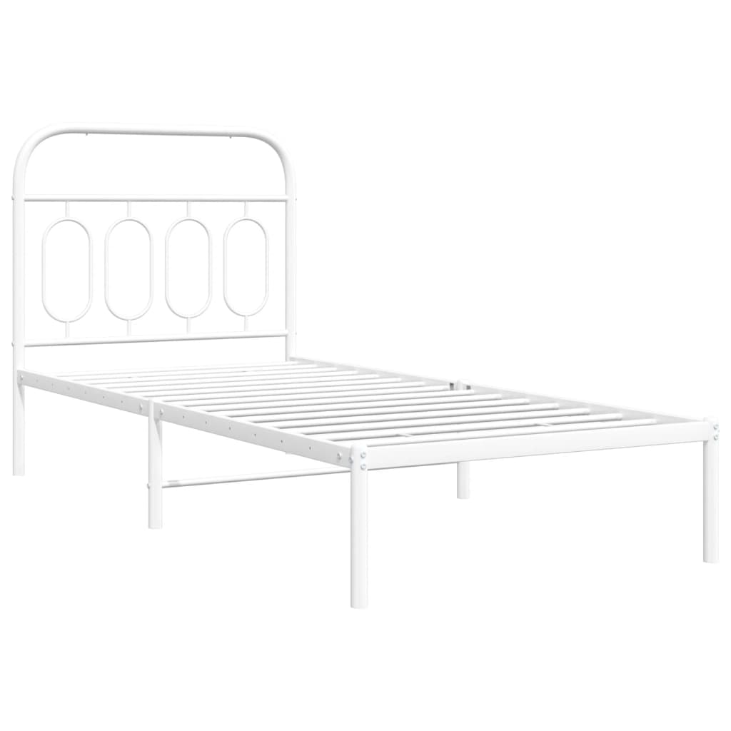 vidaXL Metal Bed Frame without Mattress with Headboard White 80x200cm