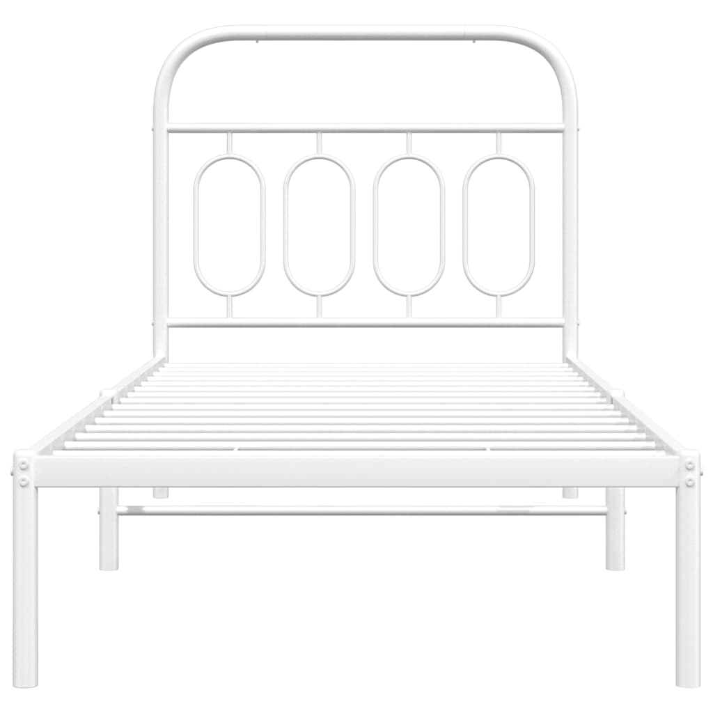 vidaXL Metal Bed Frame without Mattress with Headboard White 80x200cm