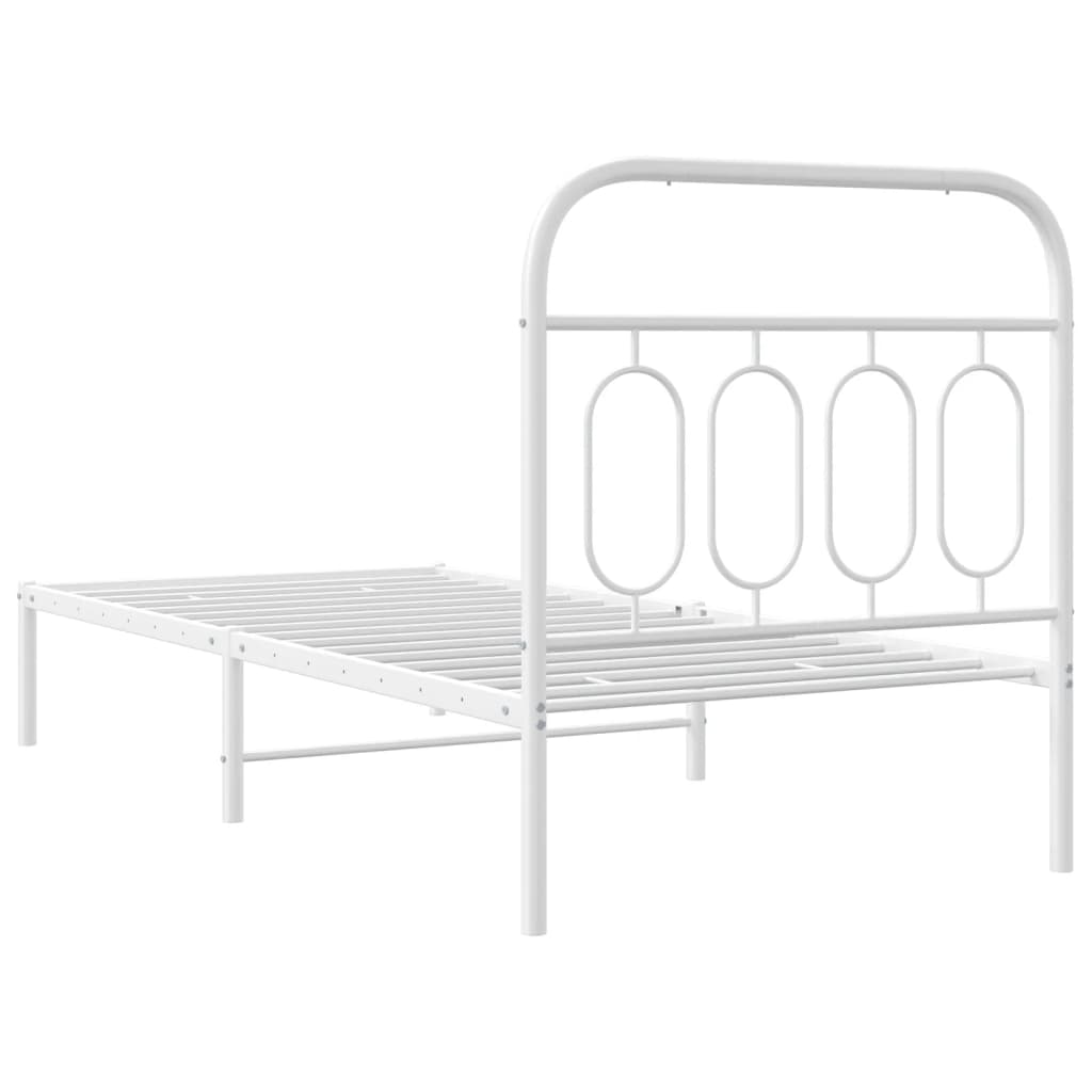 vidaXL Metal Bed Frame without Mattress with Headboard White 80x200cm