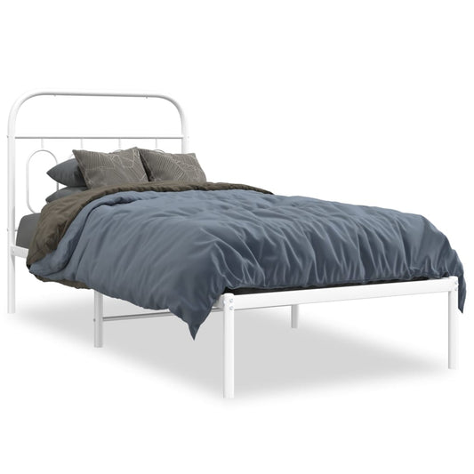 vidaXL Metal Bed Frame without Mattress with Headboard White 80x200cm