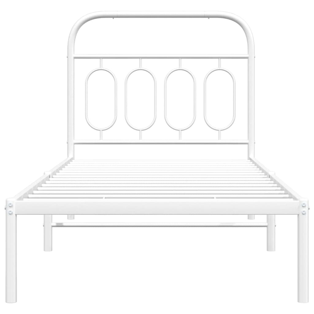 vidaXL Metal Bed Frame without Mattress with Headboard White 90x190cm