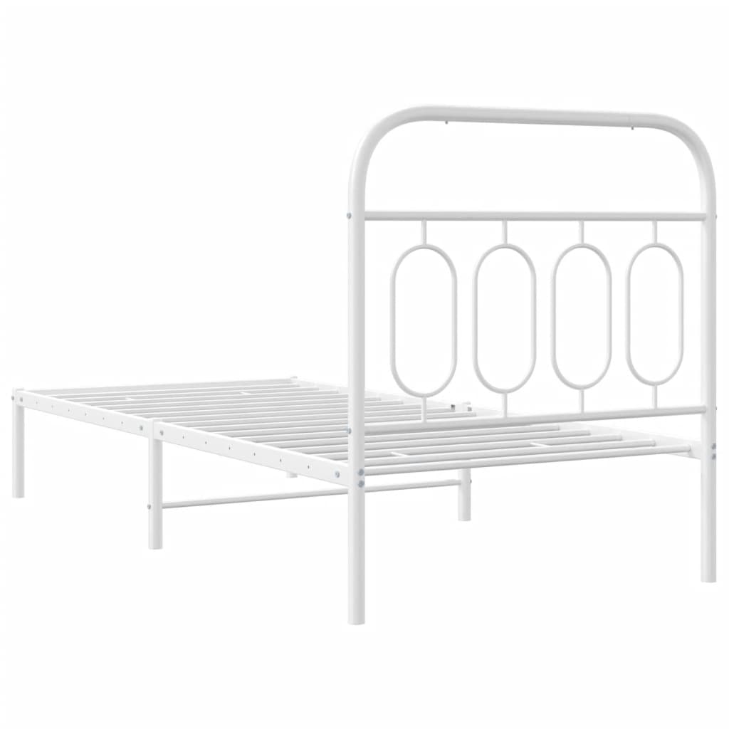 vidaXL Metal Bed Frame without Mattress with Headboard White 90x190cm