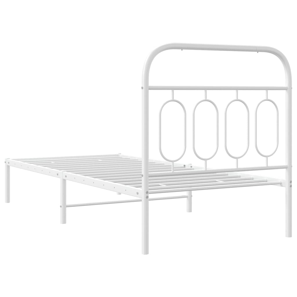 vidaXL Metal Bed Frame without Mattress with Headboard White 90x200cm