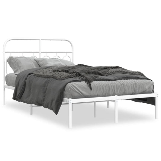 vidaXL Metal Bed Frame without Mattress with Headboard White 120x190cm