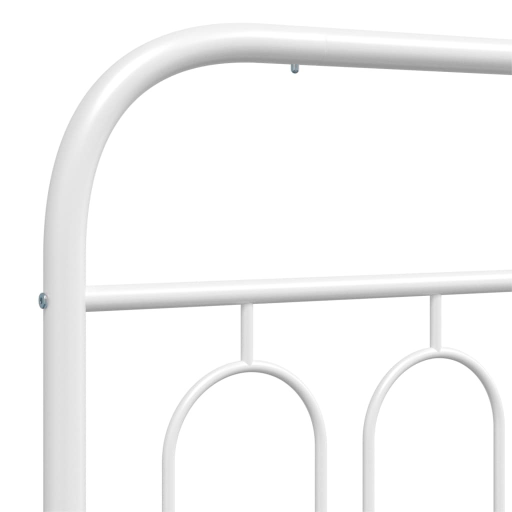 Metal Bed Frame without Mattress with Headboard White 135x190cm