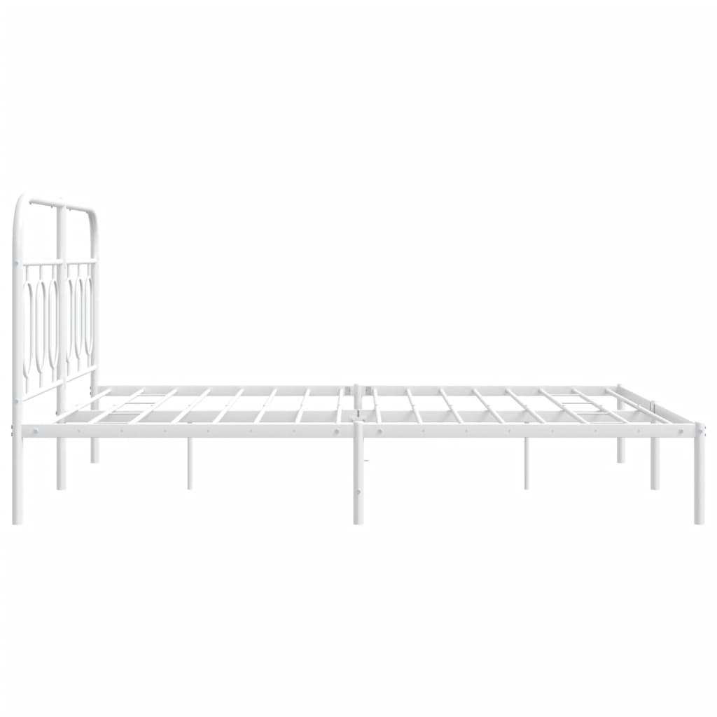 Metal Bed Frame without Mattress with Headboard White 140x200cm