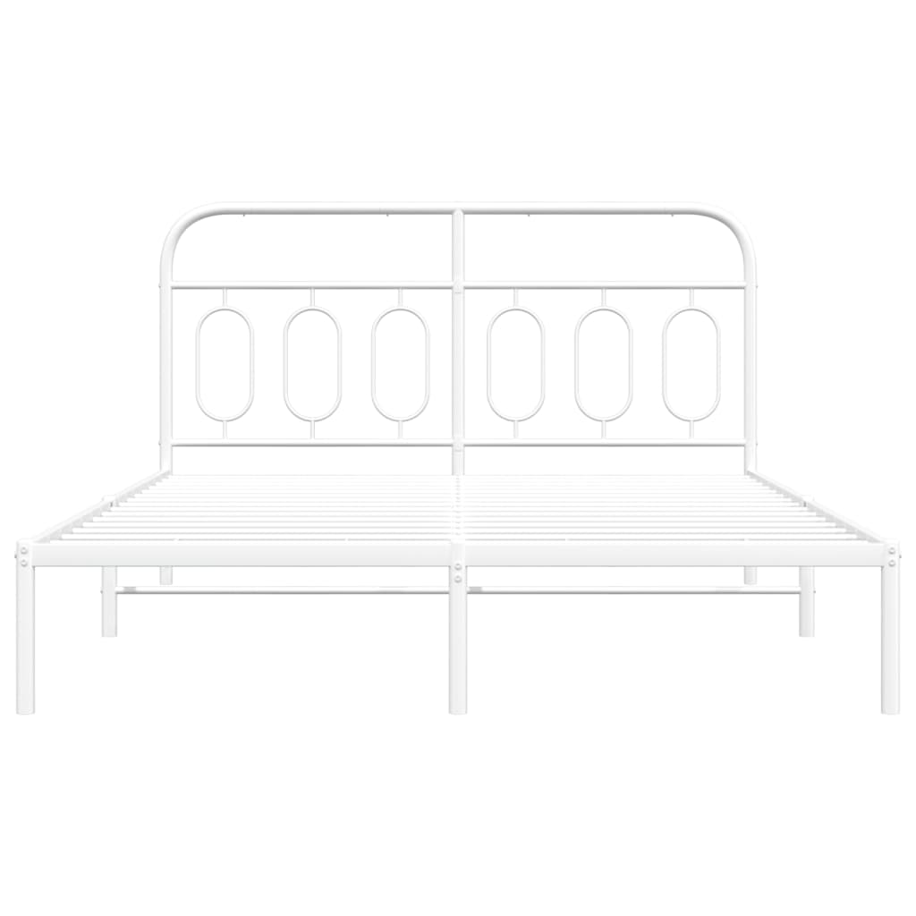 vidaXL Metal Bed Frame without Mattress with Headboard White 150x200cm