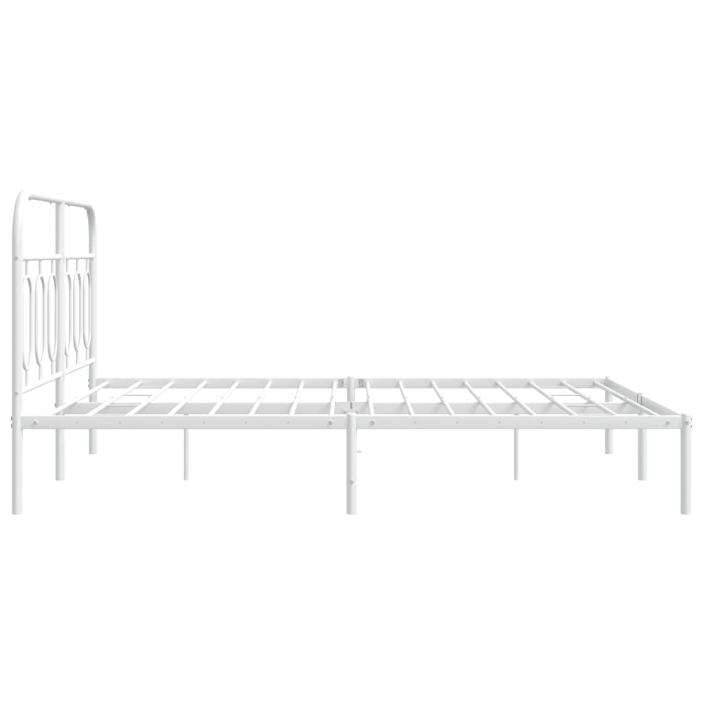 vidaXL Metal Bed Frame without Mattress with Headboard White 150x200cm