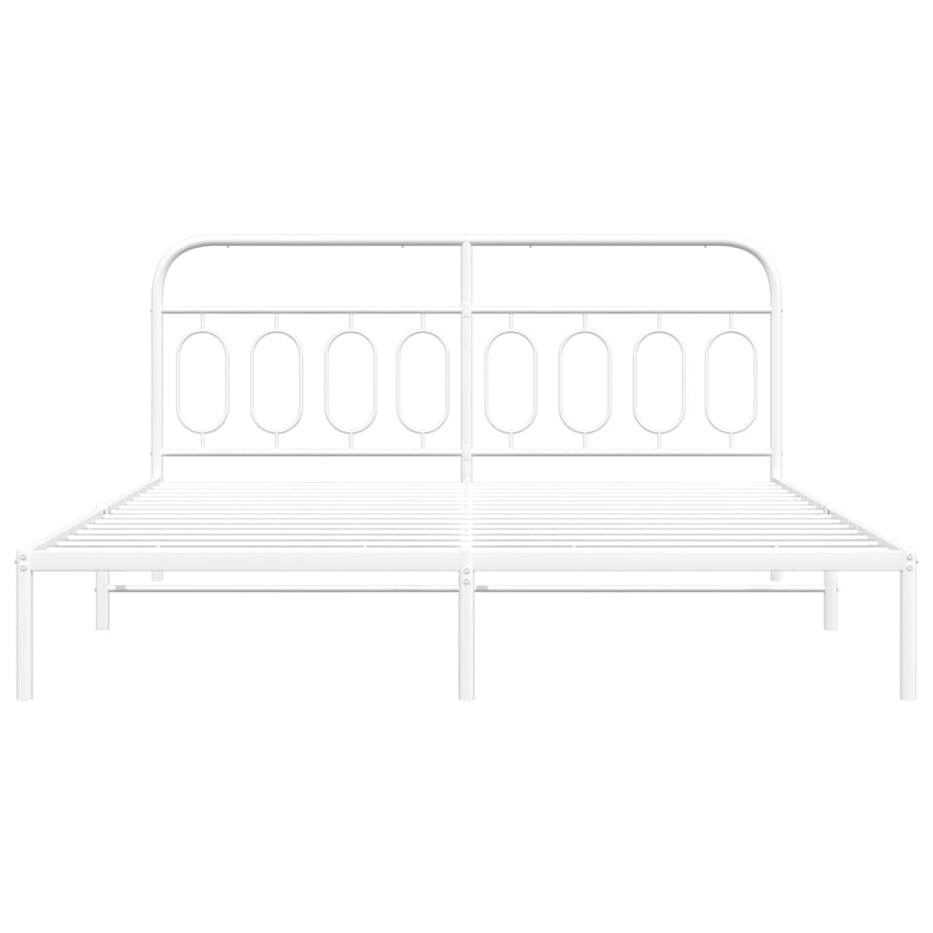 vidaXL Metal Bed Frame without Mattress with Headboard White 160x200cm