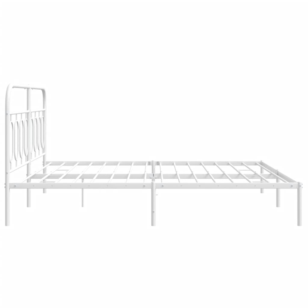 vidaXL Metal Bed Frame without Mattress with Headboard White 160x200cm