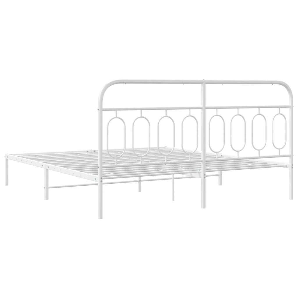 vidaXL Metal Bed Frame without Mattress with Headboard White 160x200cm