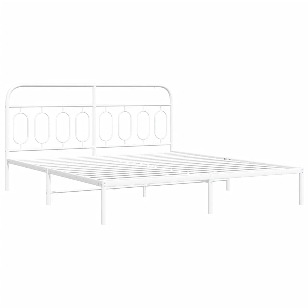 vidaXL Metal Bed Frame without Mattress with Headboard White 183x213cm