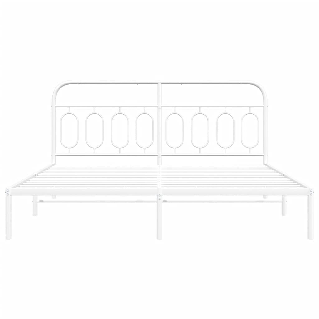 vidaXL Metal Bed Frame without Mattress with Headboard White 183x213cm