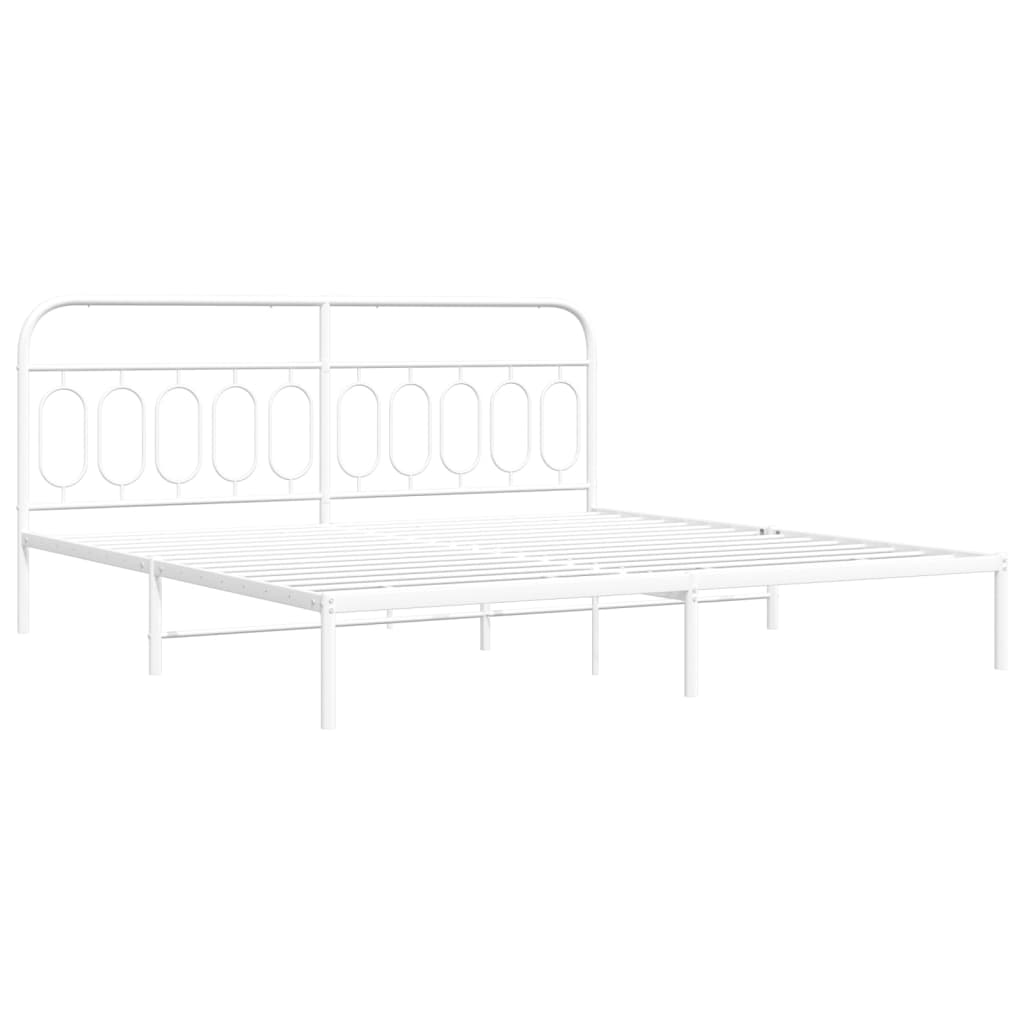 vidaXL Metal Bed Frame without Mattress with Headboard White 200x200cm