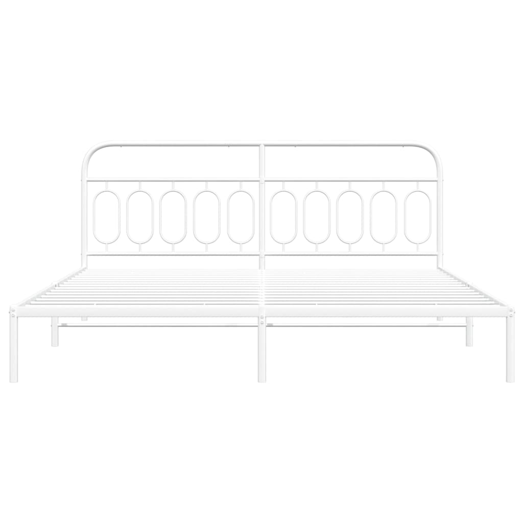 vidaXL Metal Bed Frame without Mattress with Headboard White 200x200cm