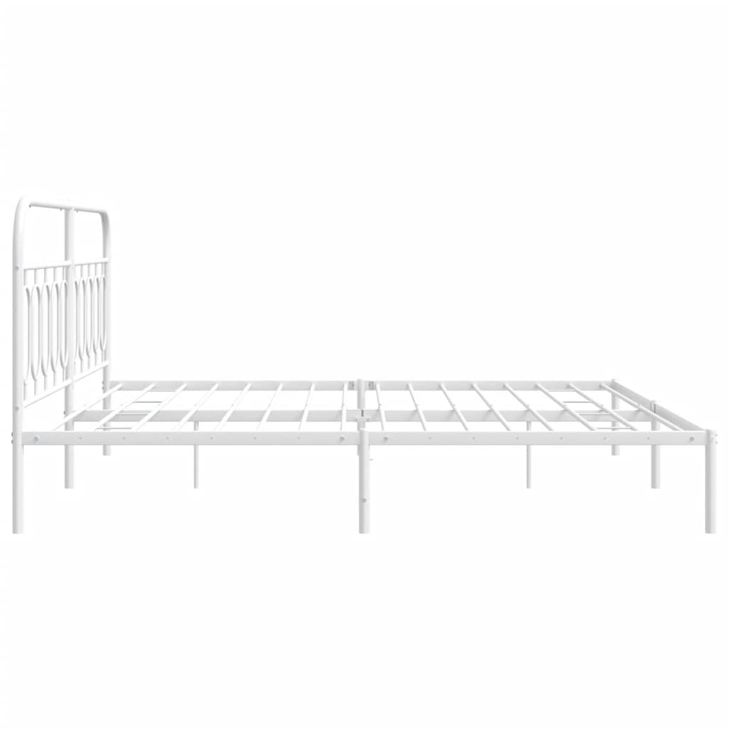 vidaXL Metal Bed Frame without Mattress with Headboard White 200x200cm