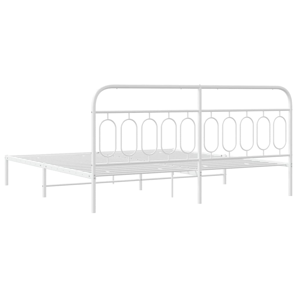 vidaXL Metal Bed Frame without Mattress with Headboard White 200x200cm