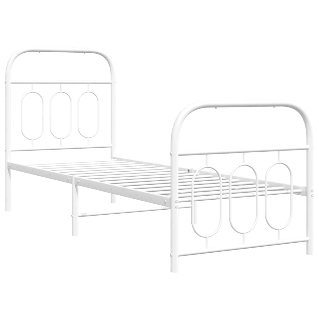 vidaXL Metal Bed Frame without Mattress with Footboard White 75x190cm