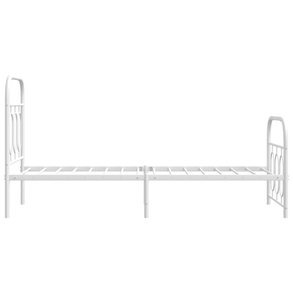 vidaXL Metal Bed Frame without Mattress with Footboard White 75x190cm